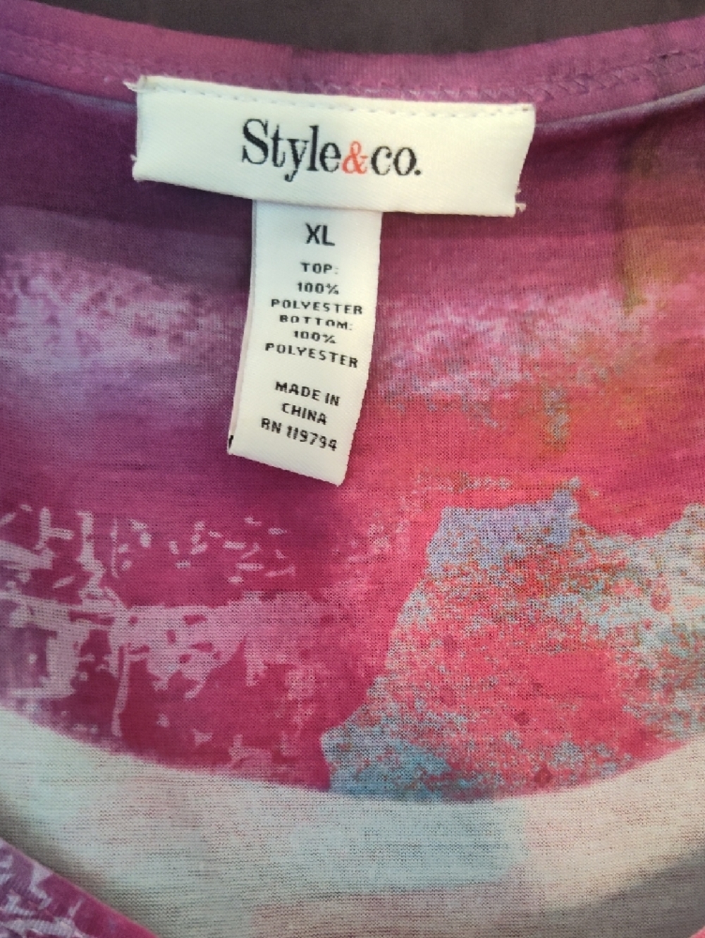 Style & Co. Pink Multicolor Ruffle Tier Tank - Picture 2 of 4